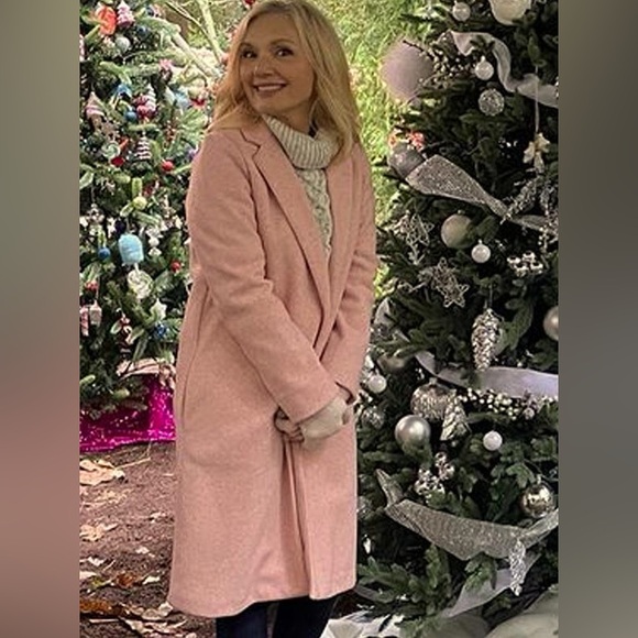 ZARA Soft Pink Wool Blend Long Coat | Pastel Minimalist Open Front Duster Small - Picture 8 of 11